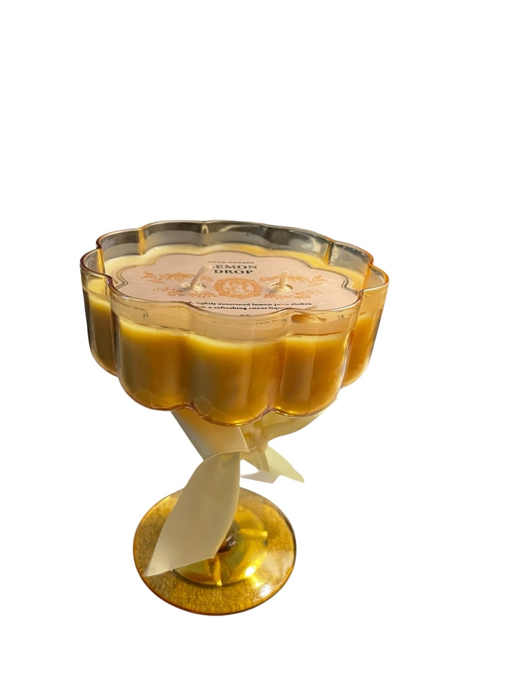 DW Home Lemon Drop Candle in Fluted Glass NWT